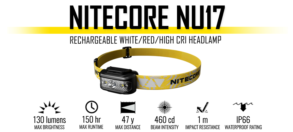 NITECORE NU17 Red Light Rechargeable Running Reading Headlamp Headlight 